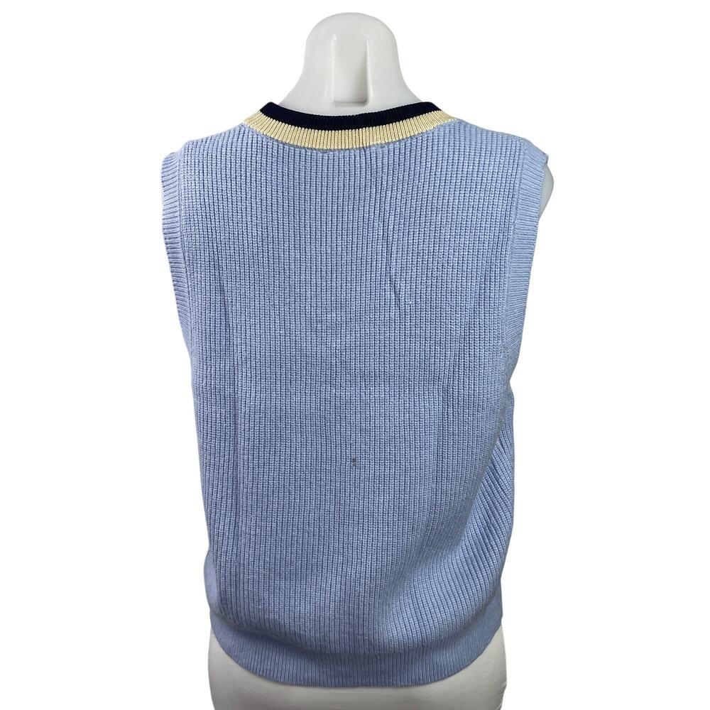 MNG Mango Women's Blue Sleeveless Deep V Neck Knit Vest Tank Sweater Top Size M - Picture 3 of 4